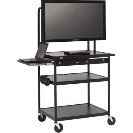 Bretford Flat Panel Multimedia Cart W/Laptop Shelf For 26-42 Inch Monitor-Black FP42MUL-P5BK